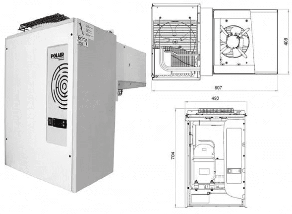 Внешний вид и схема среднетемпературного моноблока MM 115S